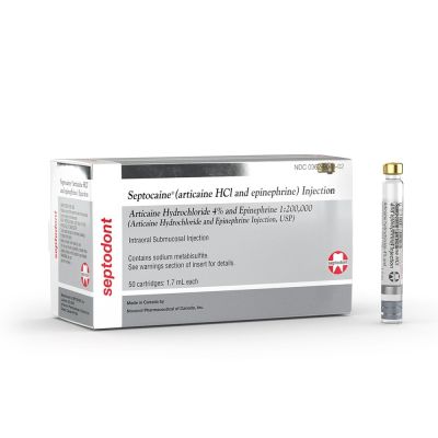 Septocaine Cartridge 4% w/EPI 1:100,000 50/bx - Septodont 