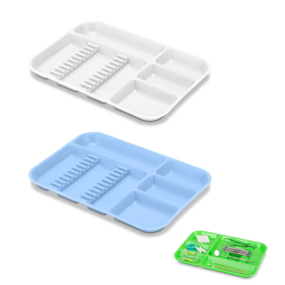 2/Pcs Dental Instrument Procedure Set-Up Trays, Autoclavble Divided A Chayes Tray 13 3/4”x10 5/8” 