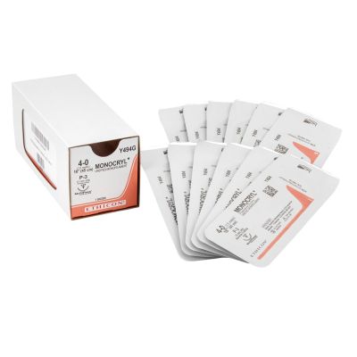 MONOCRYL 4-0 Suture Synthetic Absorbable, P-3 (13 mm), 3/8 Circle Needle 18" - EXP 2023/08/31