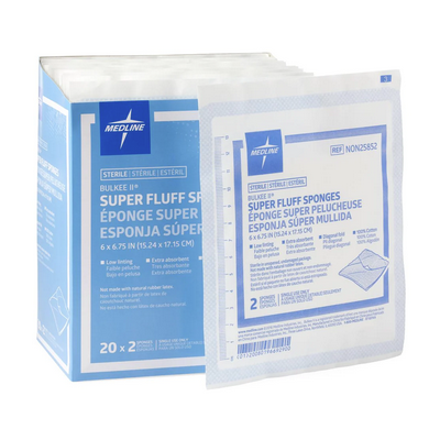  Fluff Sponges 6" x 6.75", 20/Bx - Medline 