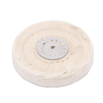 WHITE MUSLIN BUFFS Buffing Polishing Wheel Leather Center Polishing Aluminum, Stainless, Chrome, Plastics, Silver, Gold